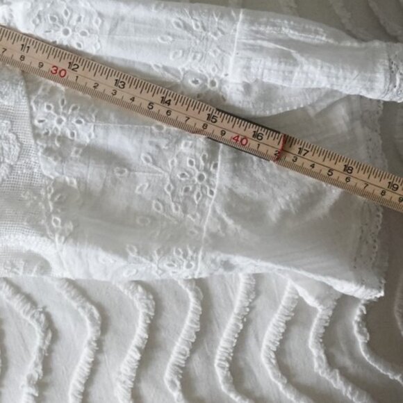 ZARA Broderie Anglaise and Lace XS White Top Embroidered 100% Cotton blouse - Picture 13 of 15